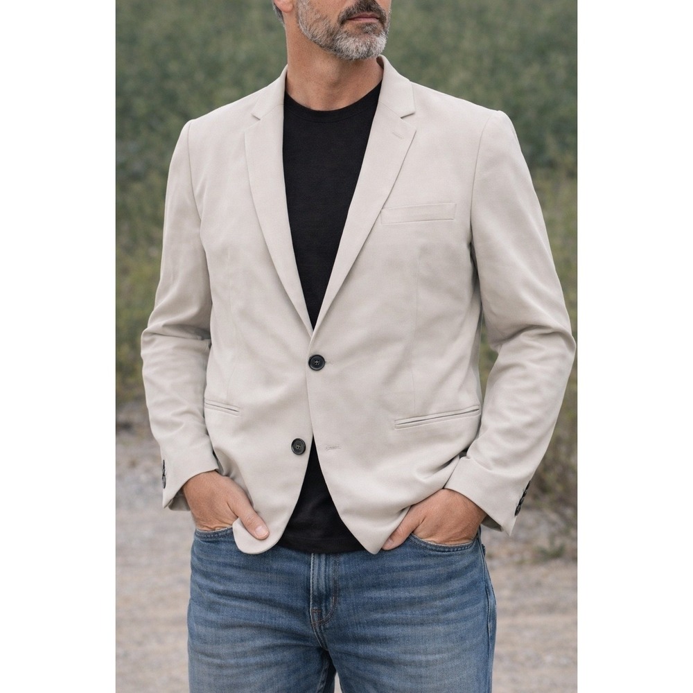 Peserico Mens Beige Single Button Blazer Jacket Made‎ in Italy Size 48